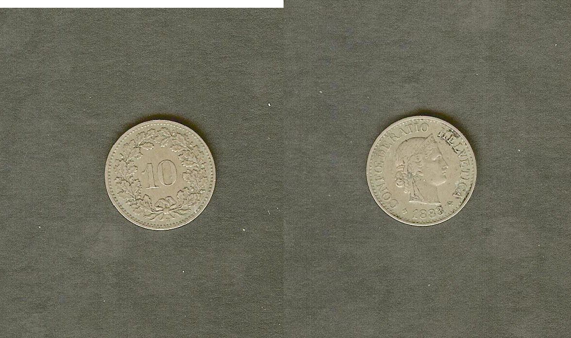 SUISSE 10 Centimes (Rappen) Helvetia 1883 Berne TTB